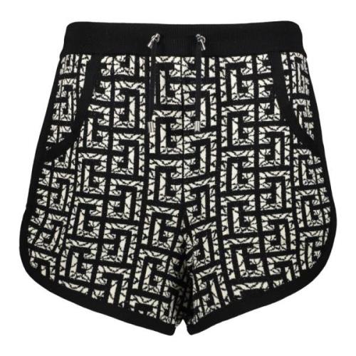 Logo Jacquard Bermuda Shorts Balmain , Black , Dames