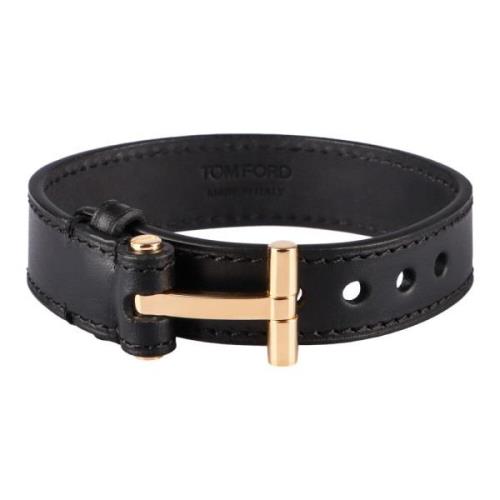 Goudkleurige Leren Armband Tom Ford , Black , Heren