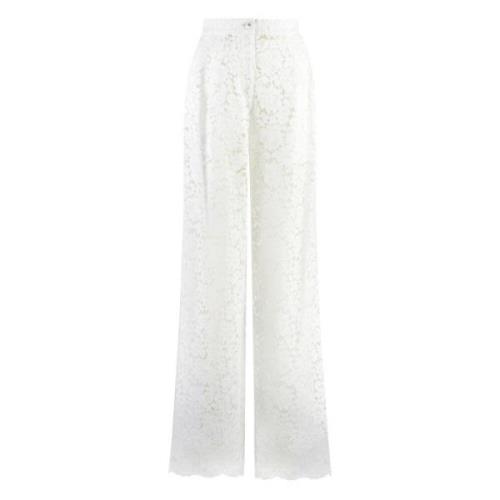 Kanten broek met zijzakken Dolce & Gabbana , White , Dames