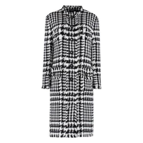 Houndstooth Coat met Logo Detail Dolce & Gabbana , Multicolor , Dames