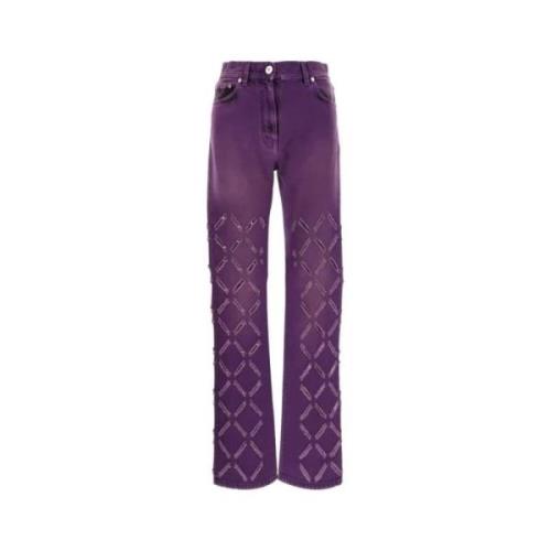 Klassieke Denim 5-Pocket Jeans Versace , Purple , Dames