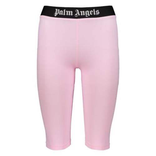 Logo Print Elastische Taille Shorts Palm Angels , Pink , Dames