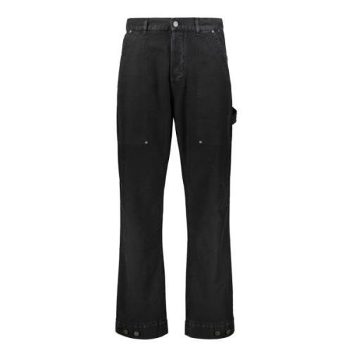 Cargo Broek met Metalen Knopen Palm Angels , Black , Heren