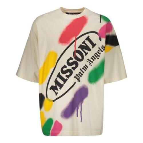 Katoenen T-shirt met Maxi Print Palm Angels , Multicolor , Heren