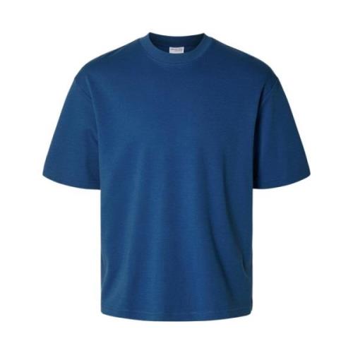 Oscar Korte Mouw Tee Selected Homme , Blue , Heren