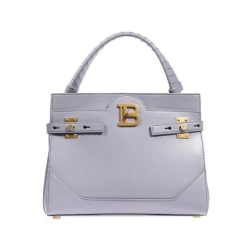 Kalfsleren Handtas met Externe Zak Balmain , Gray , Dames