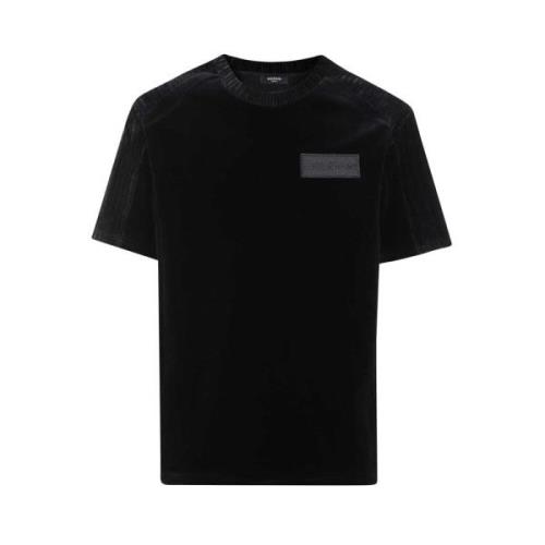 Geribbelde Crew-neck T-shirt Balmain , Black , Heren