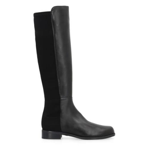 Leren en stretch stoffen laarzen Stuart Weitzman , Black , Dames