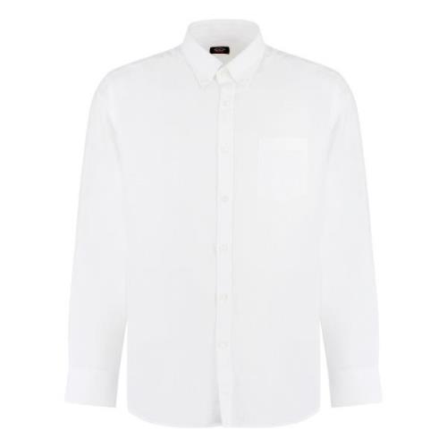 Katoenmix Lange Mouw Shirt Paul & Shark , White , Heren