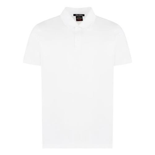 Katoenen Polo Shirt Geribbelde Kraag Paul & Shark , White , Heren