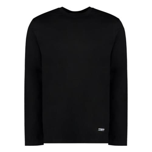 Geribbeld Katoenen T-Shirt Jil Sander , Black , Heren