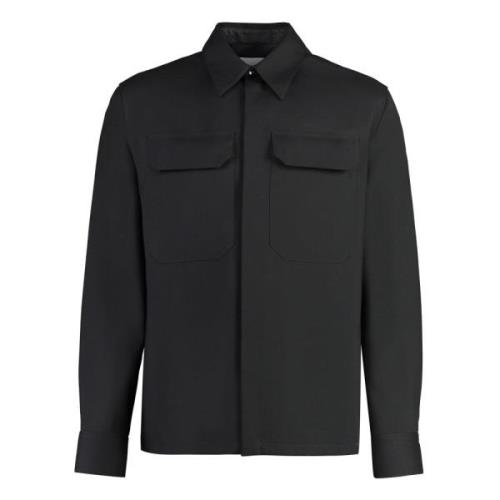 Wollen shirt met knoopzakken Jil Sander , Black , Heren