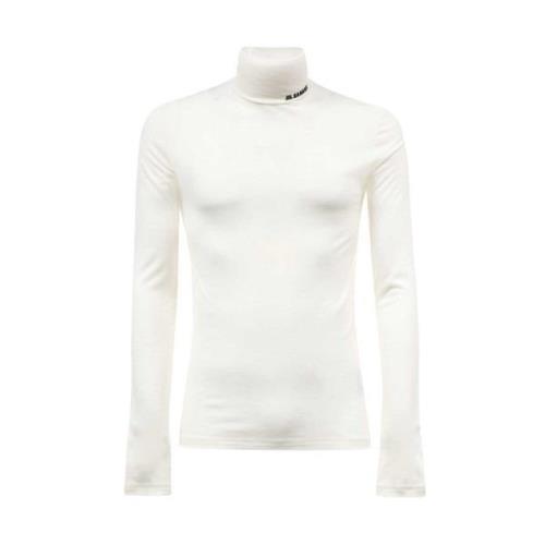 Turtleneck Sweater met Bedrukte Kraag Jil Sander , White , Heren