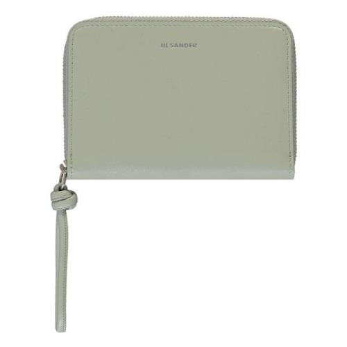 Flap-Over Leren Portemonnee Jil Sander , Gray , Dames