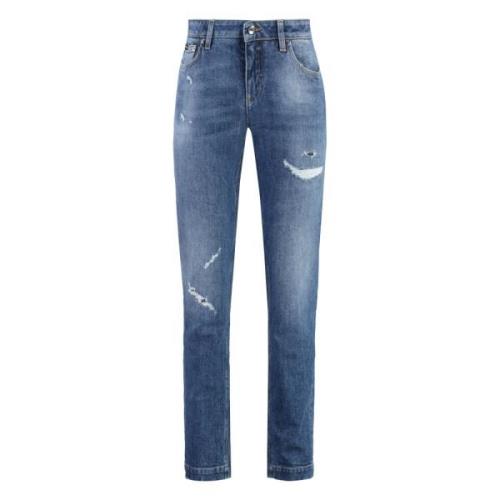 Stretch katoenen jeans met distressed details Dolce & Gabbana , Blue ,...