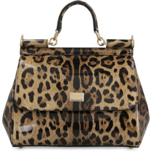 Luipaardprint Leren Handtas Dolce & Gabbana , Multicolor , Dames