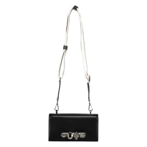 Ring Detail Leren Crossbody Tas Alexander McQueen , Black , Heren