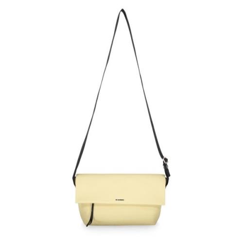 Canvas Crossbody Tas met Leren Inzetstukken Jil Sander , Yellow , Dame...