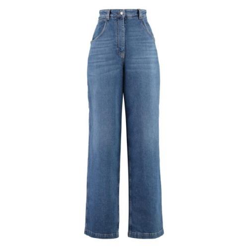 Wijde jeans met logo patch Etro , Blue , Dames