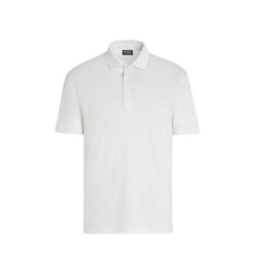 Witte Linnen Korte Mouw Polo Ermenegildo Zegna , White , Heren