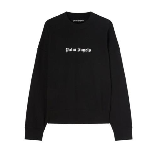 Zwart Logo-Print Crew-Neck Sweatshirt Palm Angels , Black , Heren