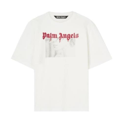 Grafische Print Crew Neck T-shirt Palm Angels , White , Heren