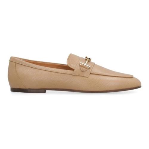 Gepolijste Leren Loafers met Metalen Horsebit Tod's , Beige , Dames