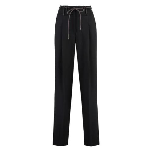 Geborduurde wollen blend broek Peserico , Black , Dames