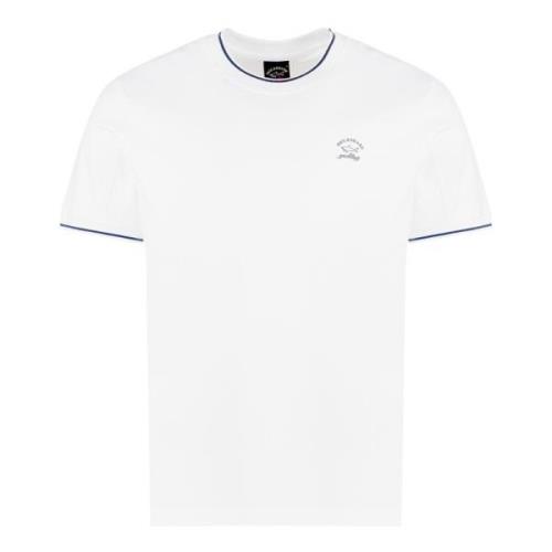 Katoenen T-shirt met Ribgekraagd Paul & Shark , White , Heren