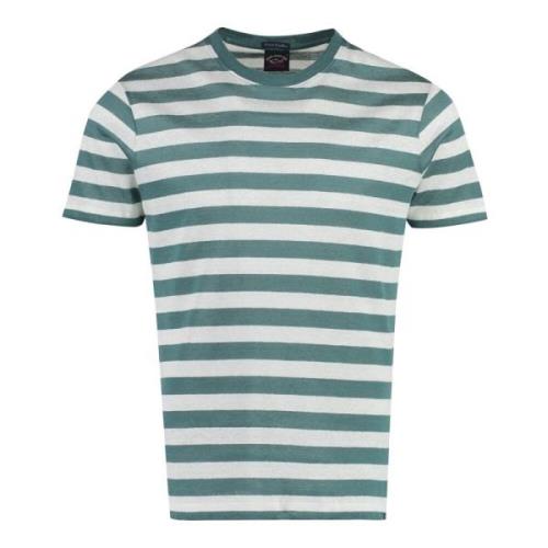 Gestreept Linnen-Katoen T-shirt Paul & Shark , Green , Heren