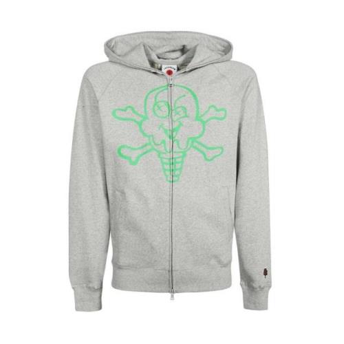 Katoenen Zip Hoodie met Front Print Icecream , Gray , Heren