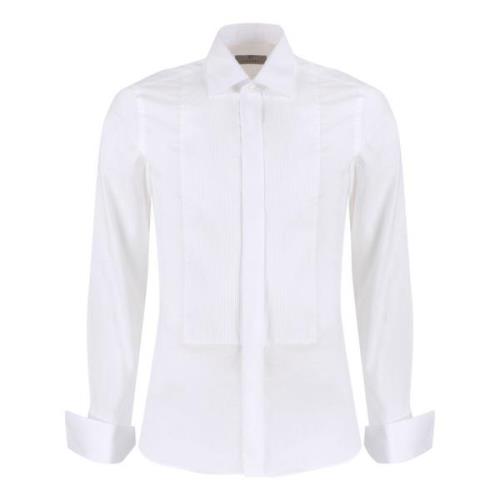 Katoenen shirt met afgeronde zoom Canali , White , Heren