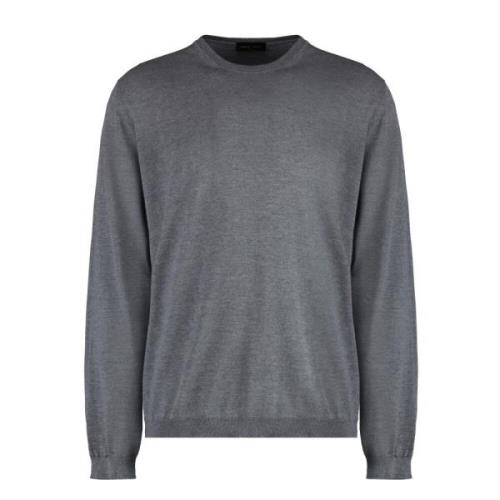 Merino Wol Crew-Neck Sweater Roberto Collina , Gray , Heren