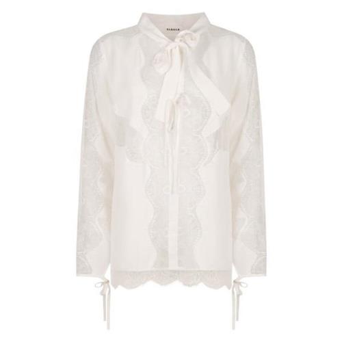 Stijlvolle Viscose Shirt met Strik Detail P.a.r.o.s.h. , Beige , Dames