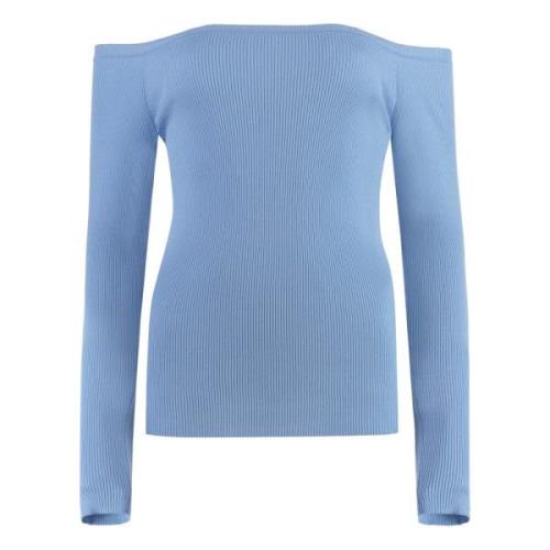 Geribbelde gebreide top met off-shoulder halslijn P.a.r.o.s.h. , Blue ...