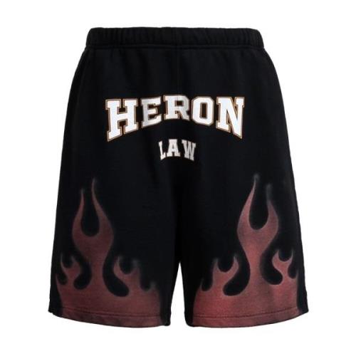 Unieke Bedrukte Zwarte Shorts Heron Preston , Black , Heren