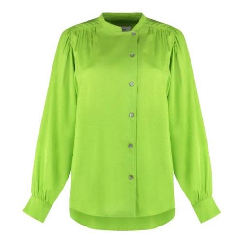 Rounded Hem Crêpe Blouse Yves Salomon , Green , Dames