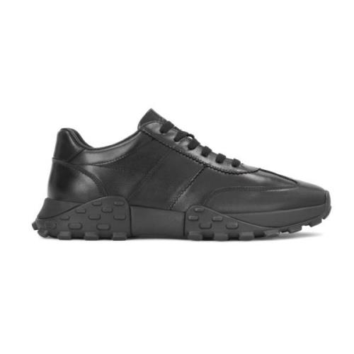 Stijlvolle Leren Sneakers Kazar , Black , Heren