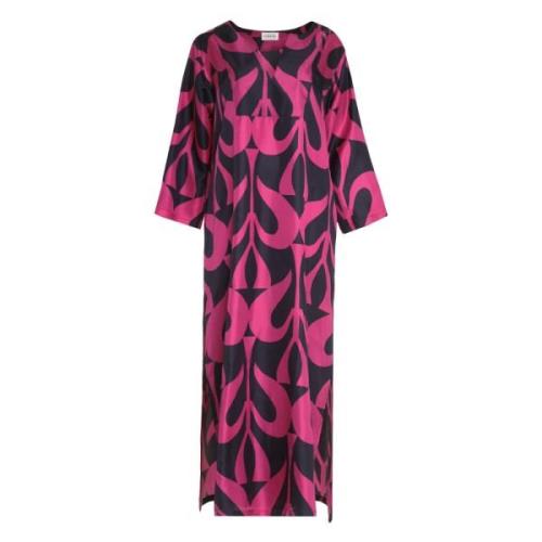 Zijden Kaftan Jurk met Zijsplitten P.a.r.o.s.h. , Pink , Dames