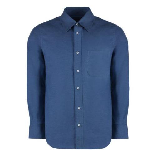 Flanellen Shirt Tricolor Detail Afgeronde Zoom Thom Browne , Blue , He...