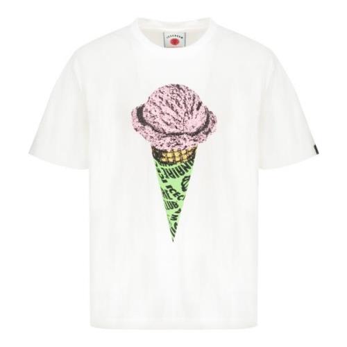 Bedrukt katoenen T-shirt Icecream , White , Heren