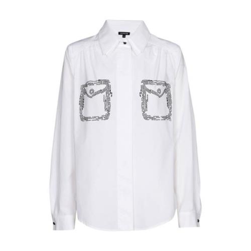 Blouse met lange mouwen en strasprint Caroline Biss , White , Dames