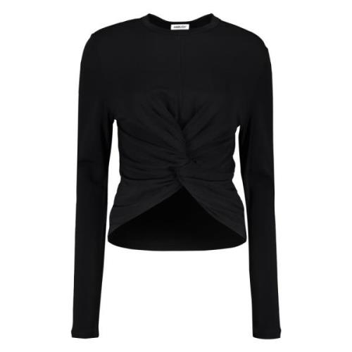 Gathered Front Viscose T-shirt Ambush , Black , Dames