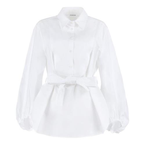 Katoenen shirt met taille riem P.a.r.o.s.h. , White , Dames