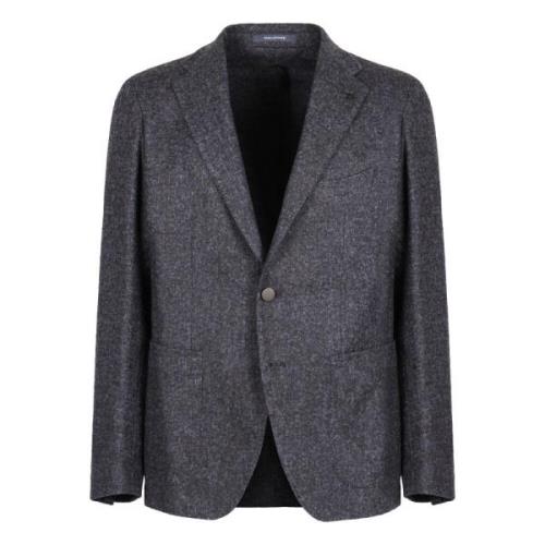 Herringbone Tweed Blazer Tagliatore , Blue , Heren