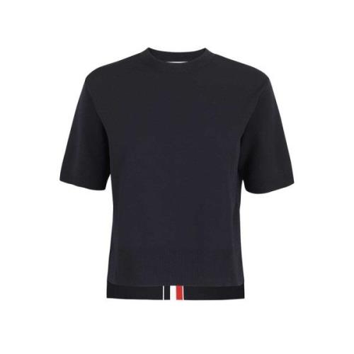 Geribbelde Gebreide T-shirt Thom Browne , Blue , Dames