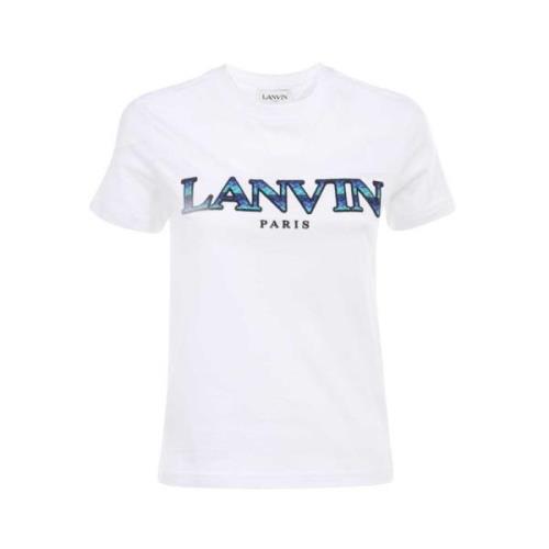 Katoenen T-shirt met Patch Detail Lanvin , White , Dames