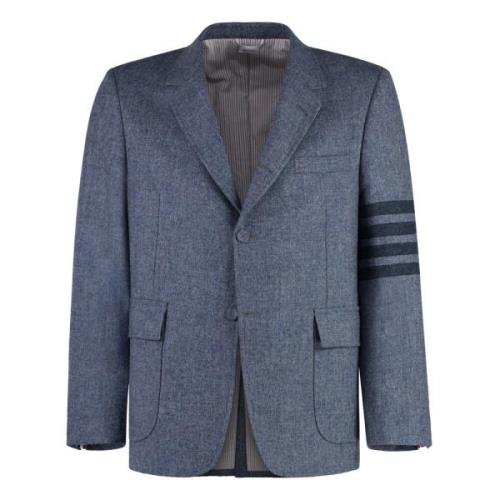 Gestreepte Wollen Blazer Thom Browne , Blue , Heren