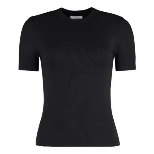 Geribbeld T-shirt met Cut-Out Details Calvin Klein , Black , Dames