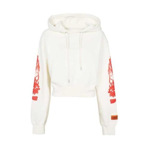 Verstelbare Katoenen Hoodie Heron Preston , White , Dames